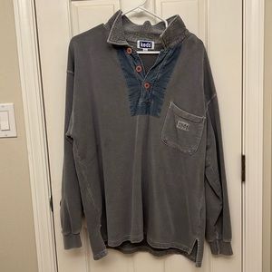 Vintage Keds Pullover Button Up Sweatshirt with Denim Embroidery